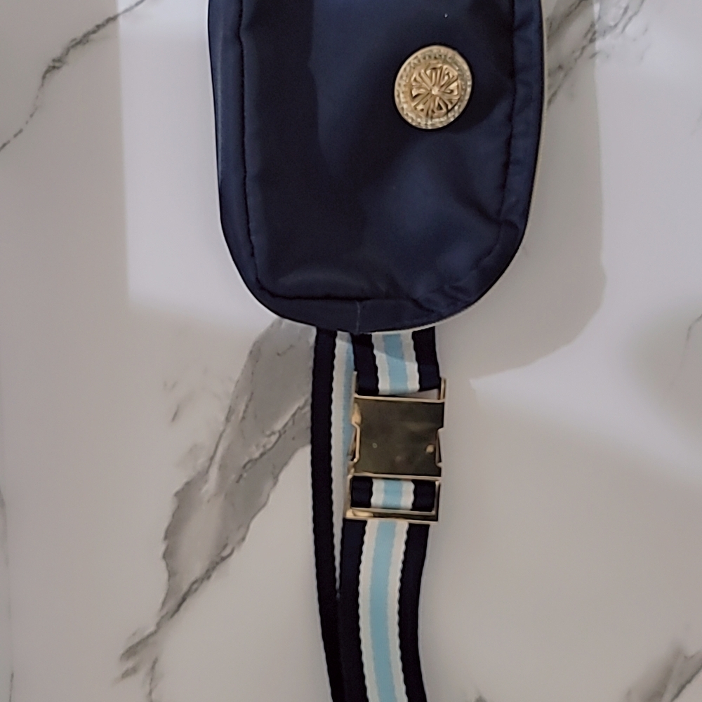 Navy Crossbody Bag with Gold Button